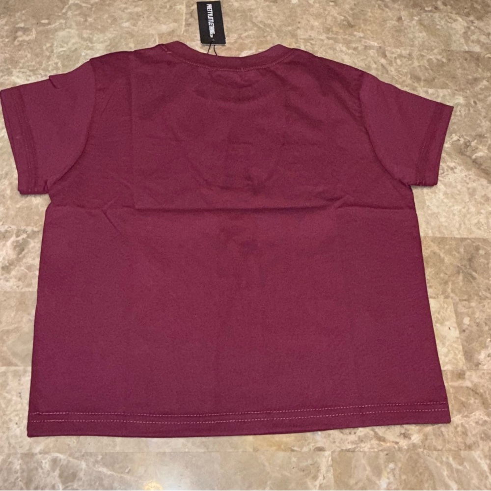 Pretty Little Thing Plum medium M Cotton Fitted Crop T Shirt Women’s - Picture 7 of 8